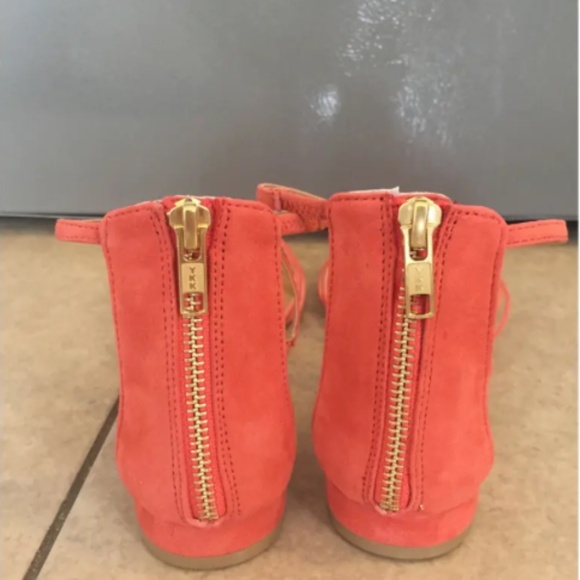 J.Crew Strappy Flat Sandals - Neon Flame (coral/orange), size 9M - Picture 3 of 4